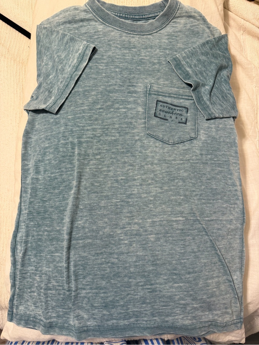 Southern Marsh Kids Mineral Wash Pocket Tee in Teal VGUC